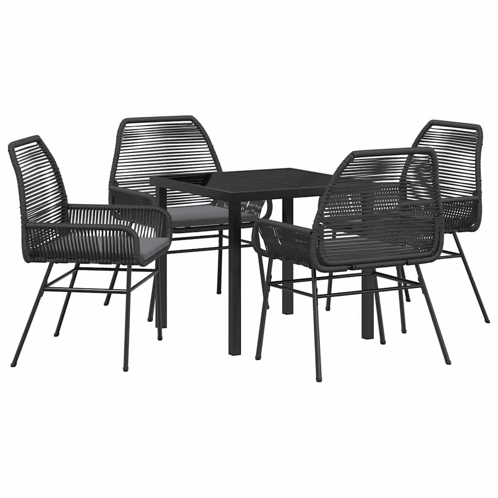 Garden Dining Set 5 pcs Black Poly Rattan