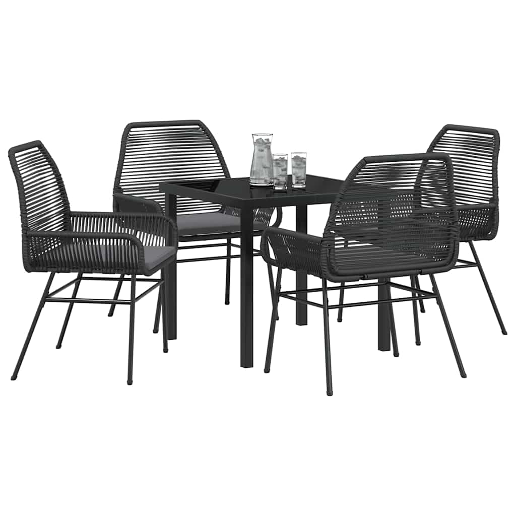 Garden Dining Set 5 pcs Black Poly Rattan
