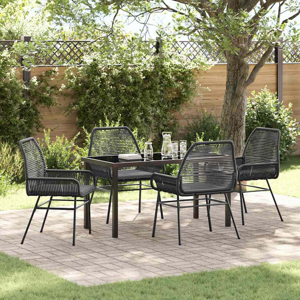 Garden Dining Set 5 pcs Black Poly Rattan