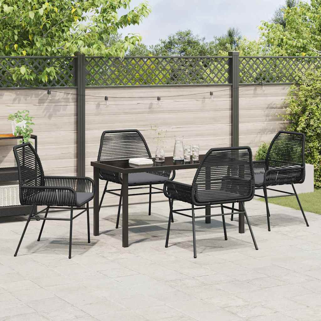 Garden Dining Set 5 pcs Black Poly Rattan