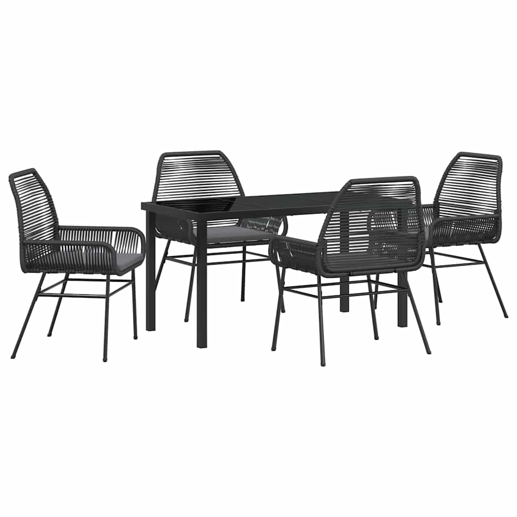 Garden Dining Set 5 pcs Black Poly Rattan