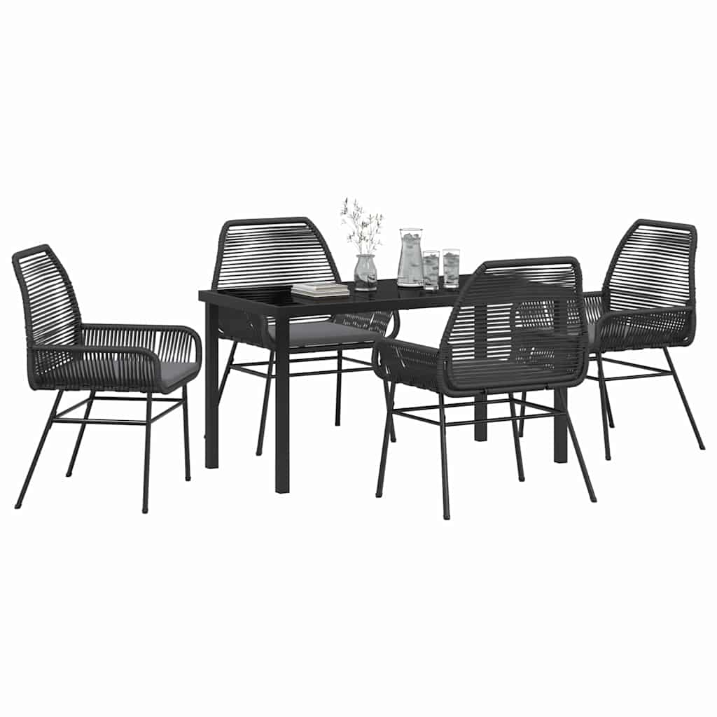 Garden Dining Set 5 pcs Black Poly Rattan