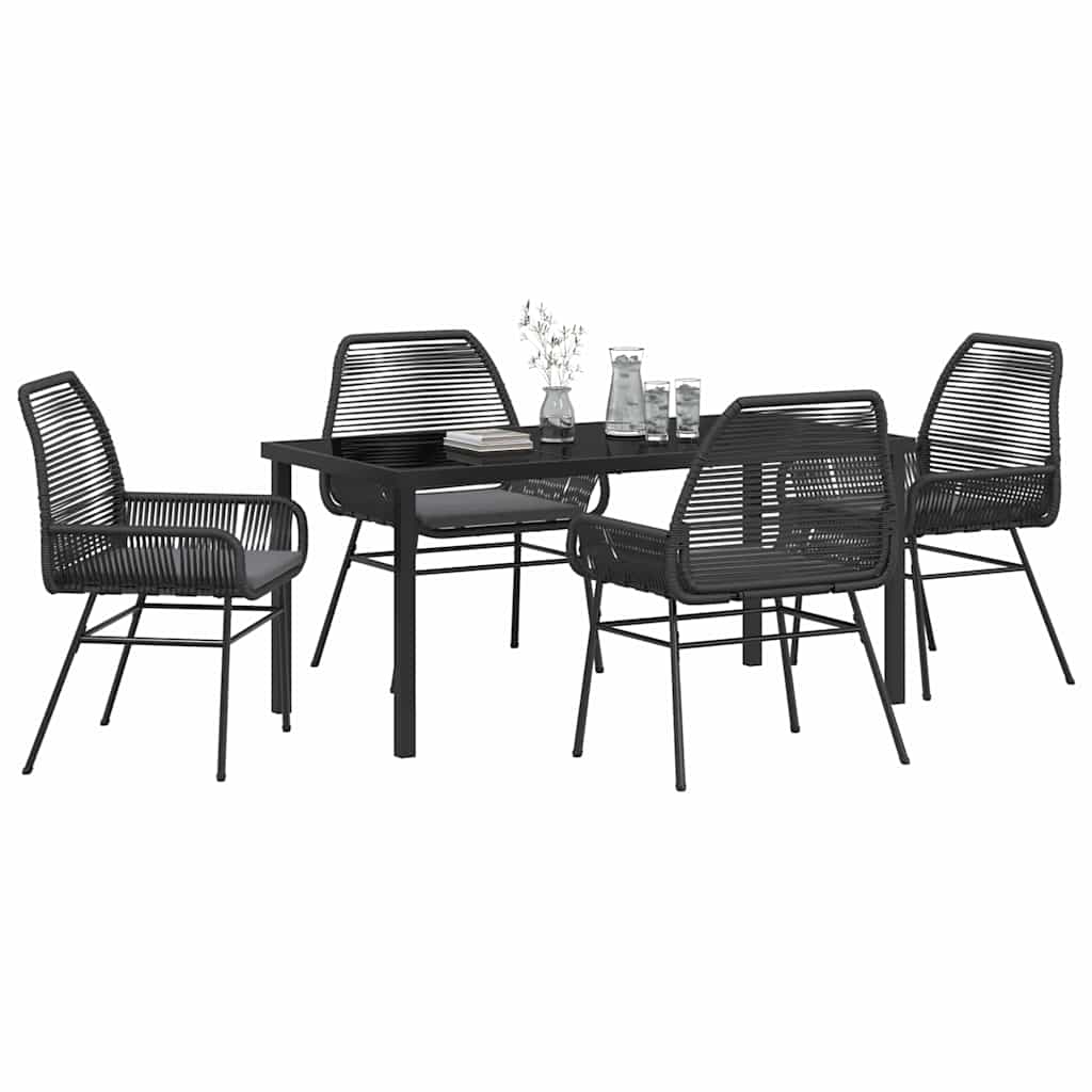 Garden Dining Set 5 pcs Black Poly Rattan