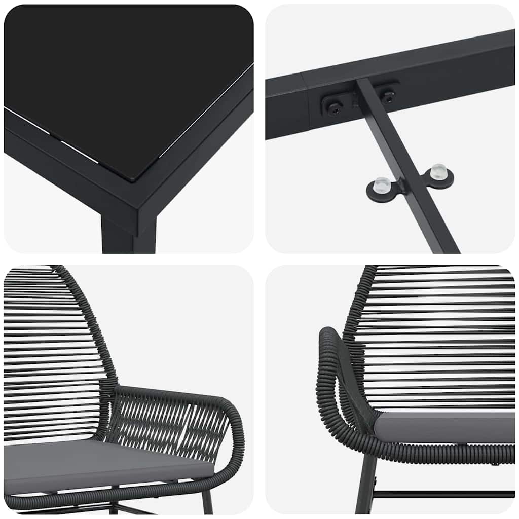 Garden Dining Set 7 pcs Black Poly Rattan