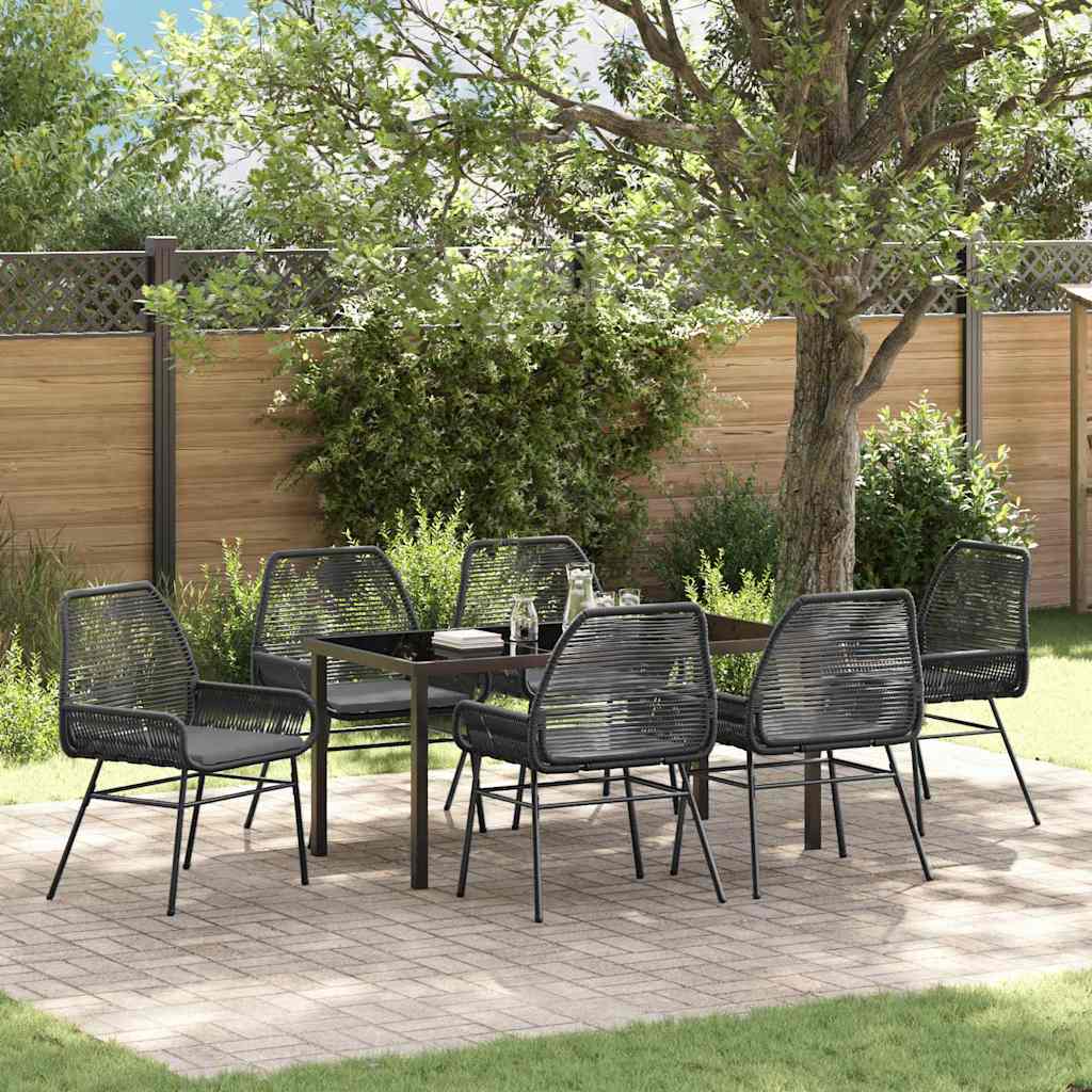 Garden Dining Set 7 pcs Black Poly Rattan