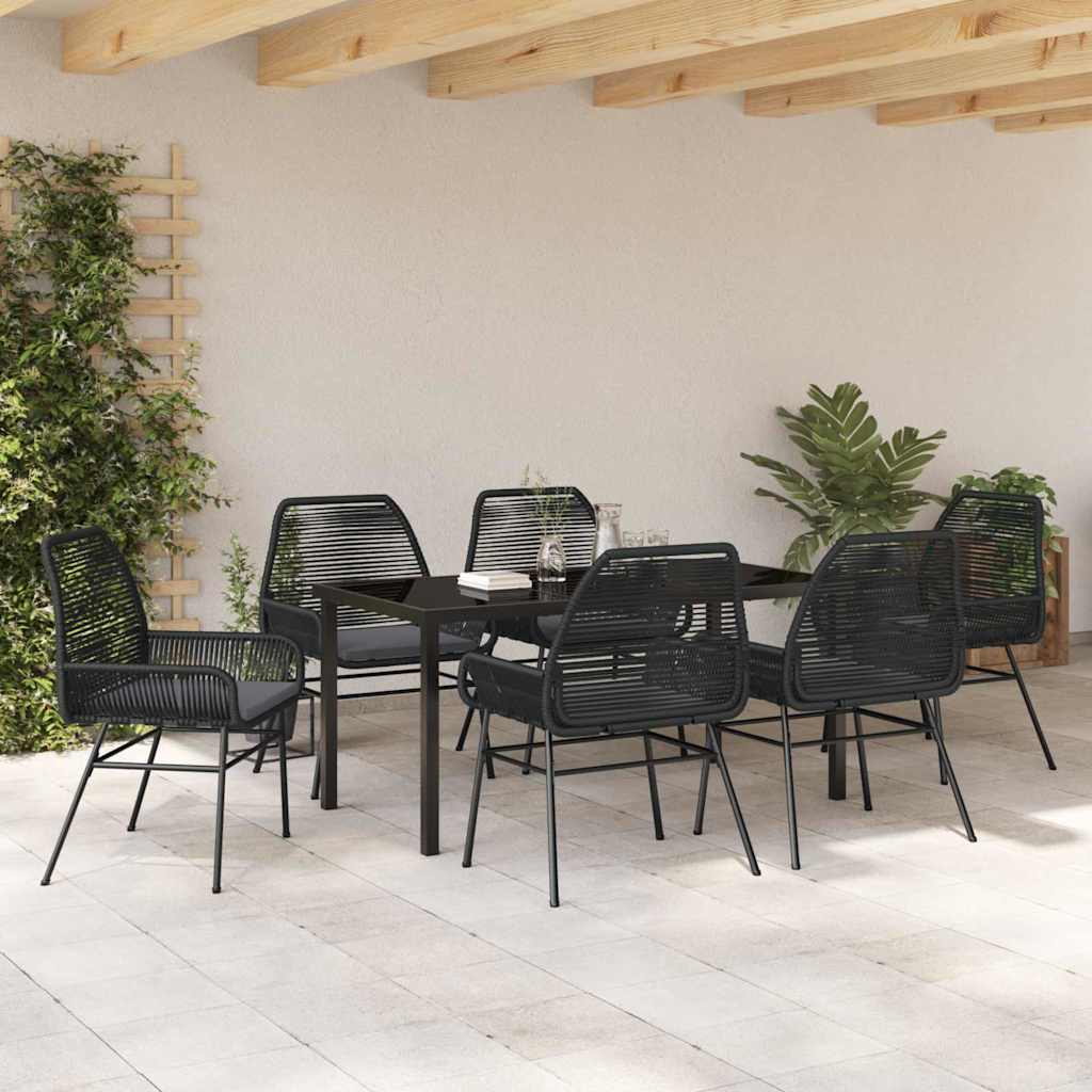 Garden Dining Set 7 pcs Black Poly Rattan
