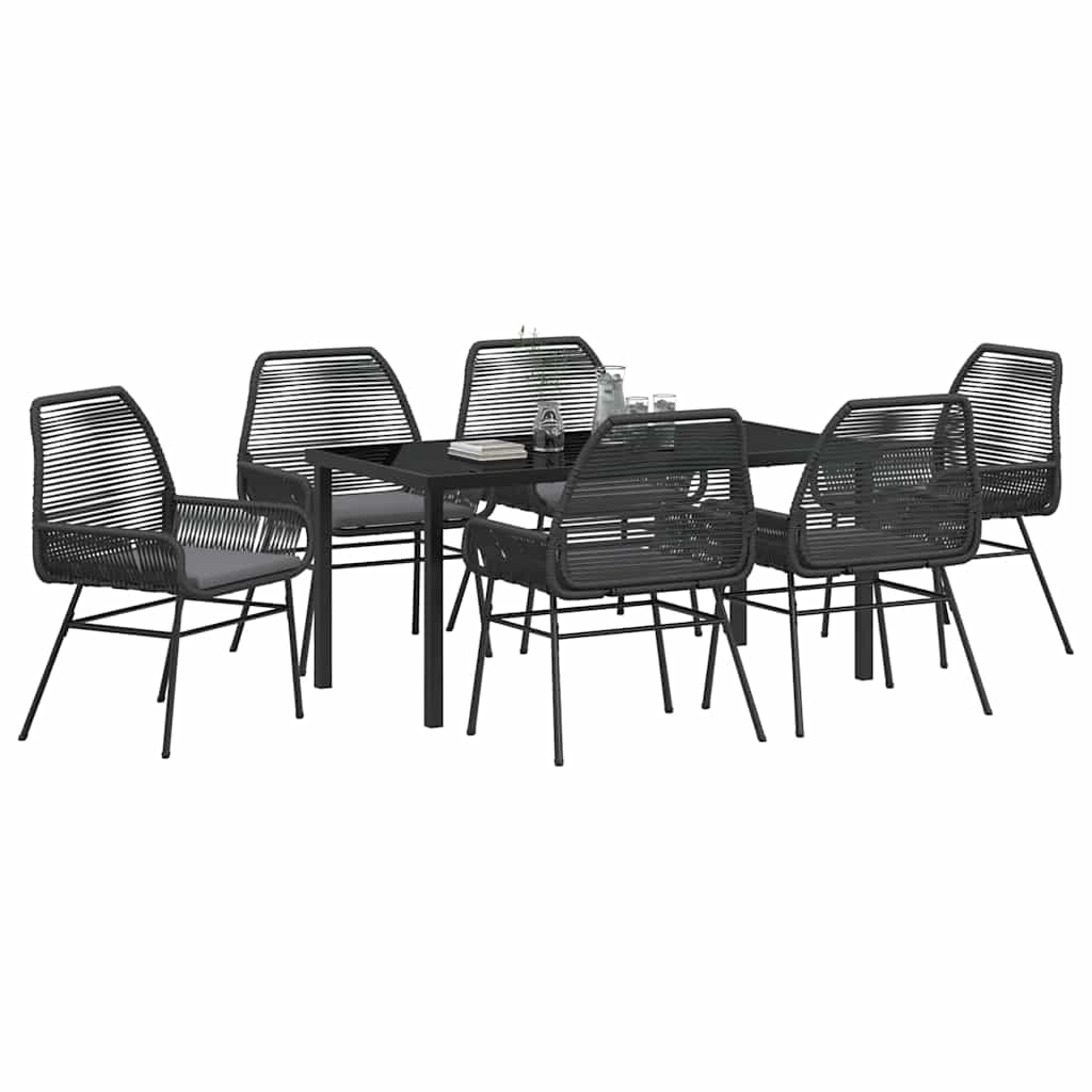 Garden Dining Set 7 pcs Black Poly Rattan