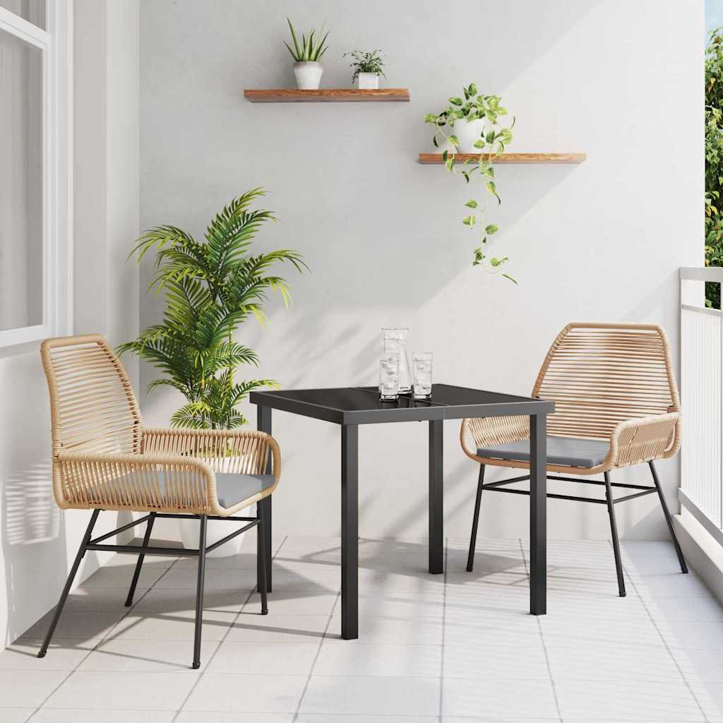 Garden Dining Set 3 pcs Brown Poly Rattan