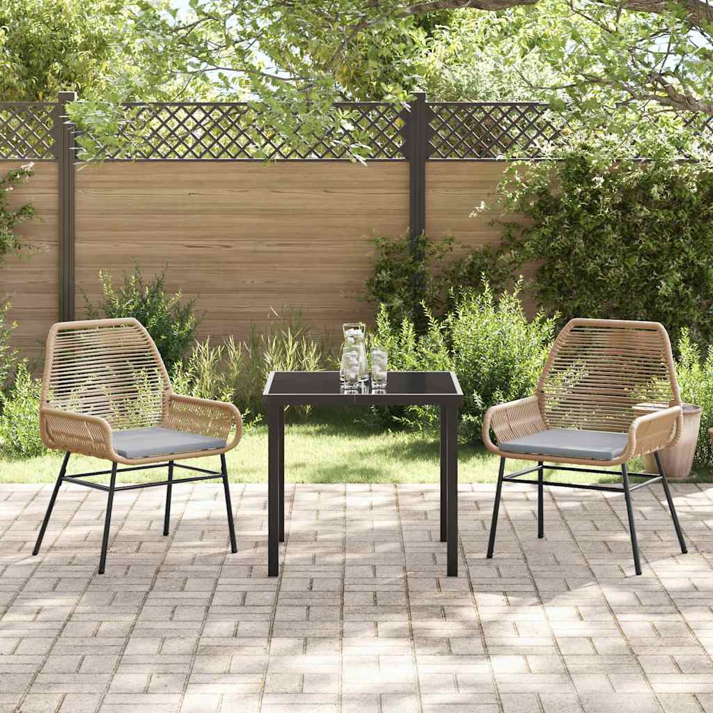 Garden Dining Set 3 pcs Brown Poly Rattan