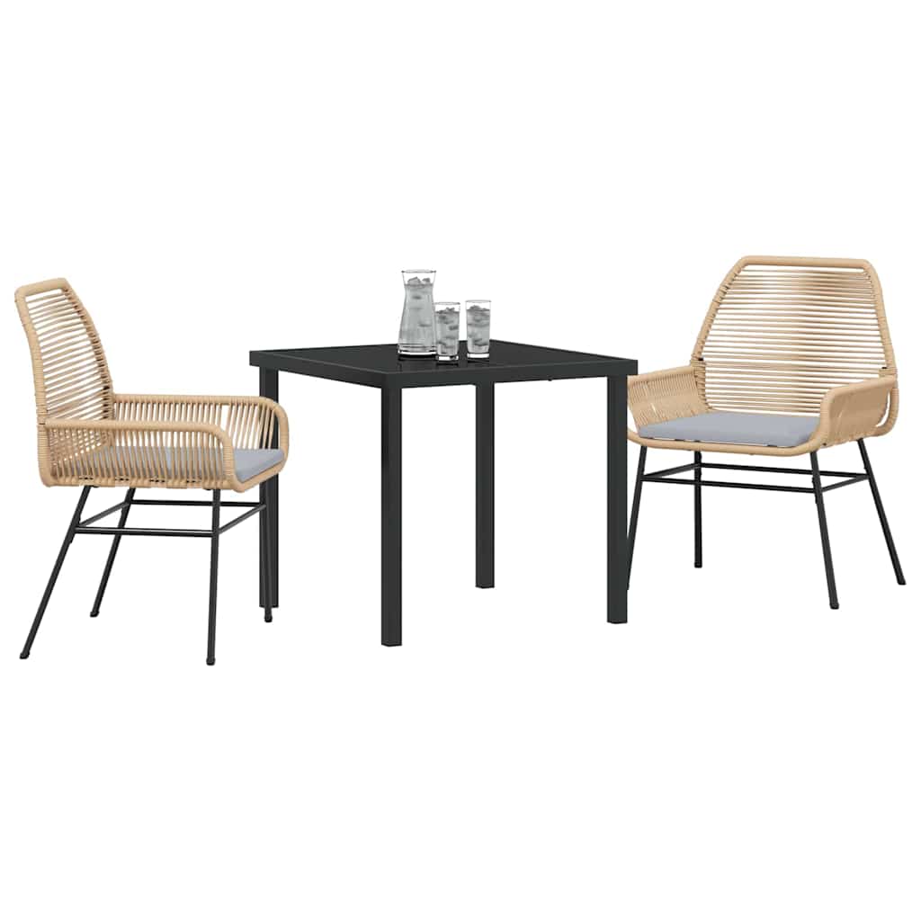Garden Dining Set 3 pcs Brown Poly Rattan