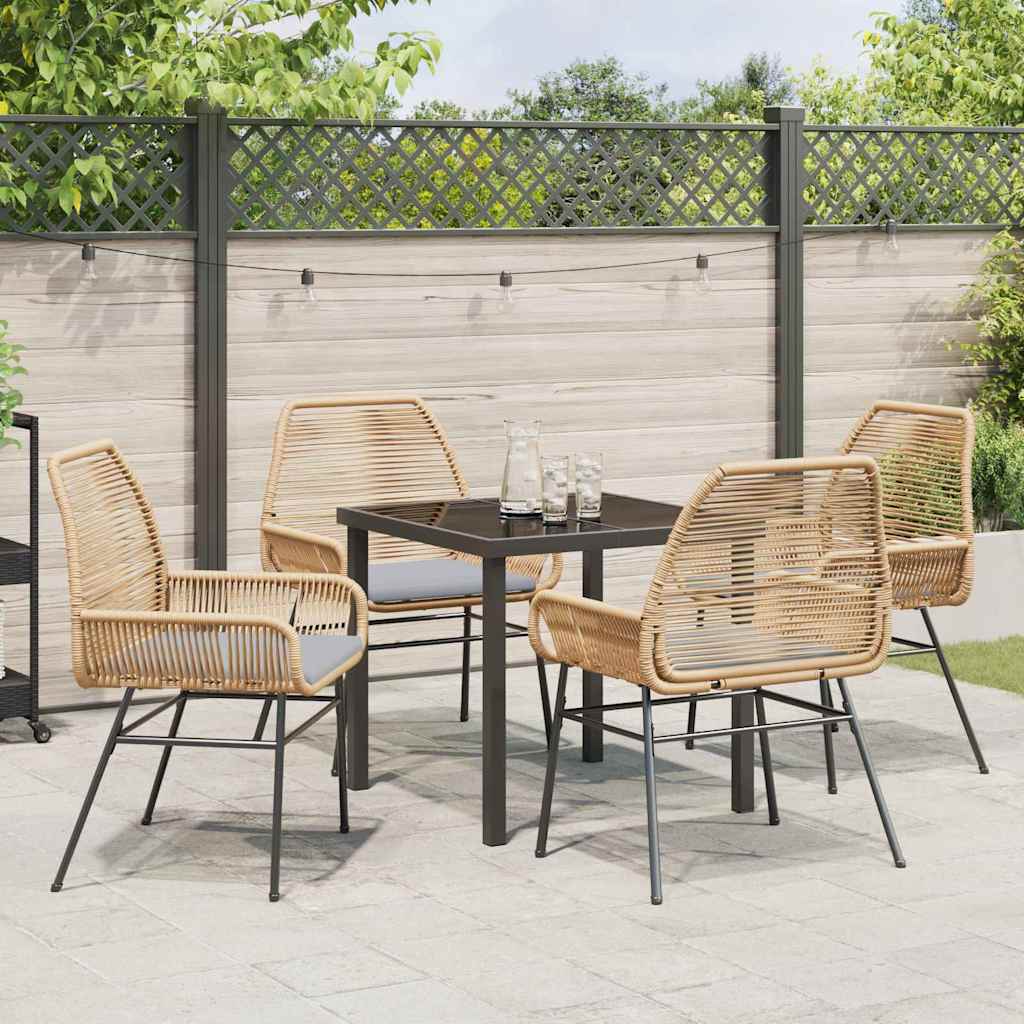 Garden Dining Set 5 pcs Brown Poly Rattan