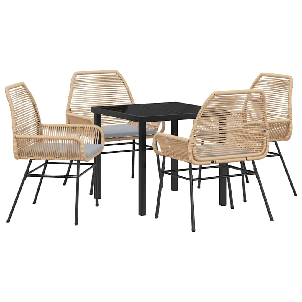Garden Dining Set 5 pcs Brown Poly Rattan