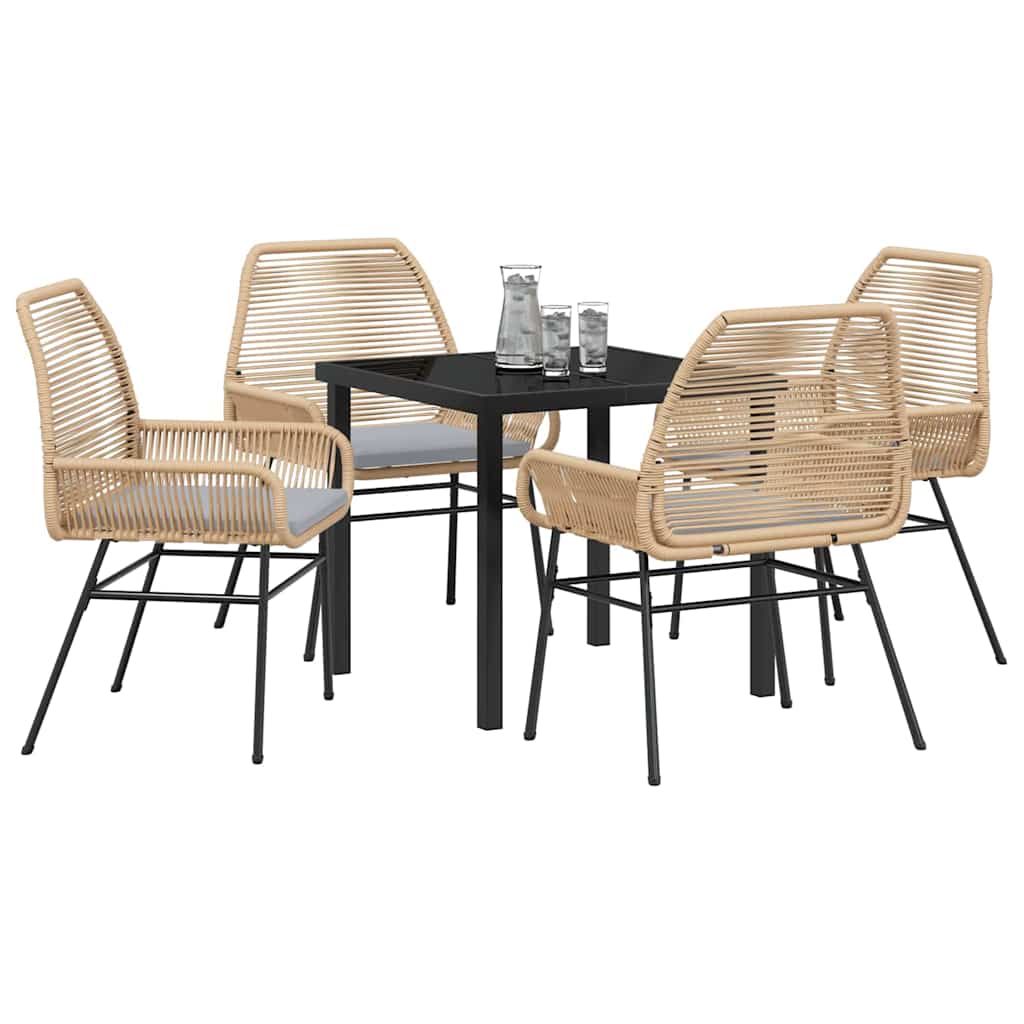 Garden Dining Set 5 pcs Brown Poly Rattan