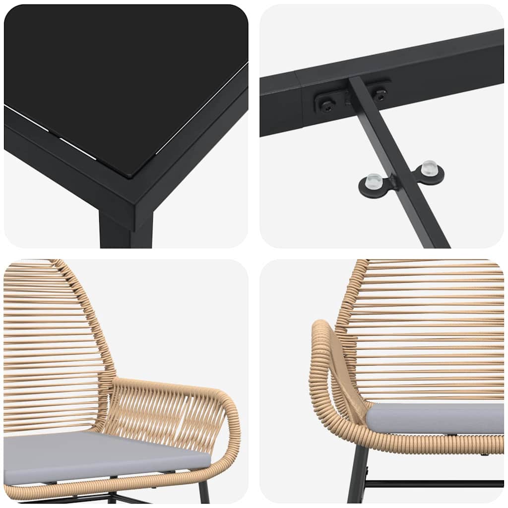 Garden Dining Set 5 pcs Brown Poly Rattan