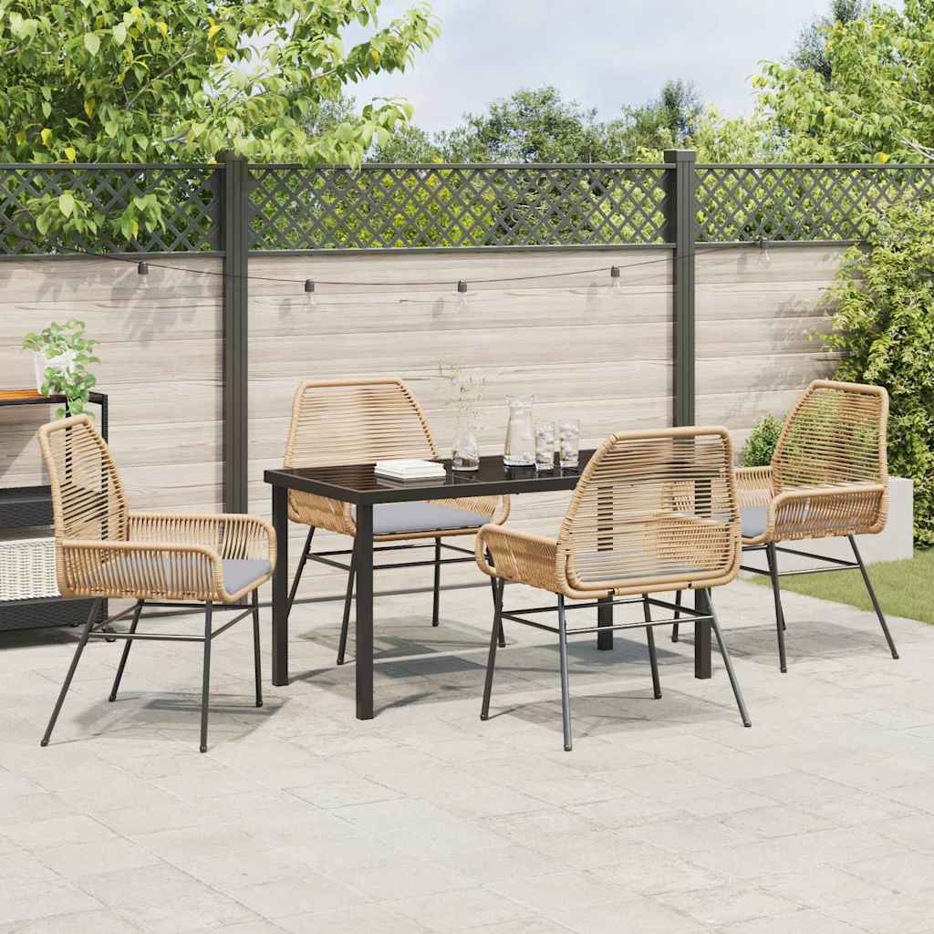 Garden Dining Set 5 pcs Brown Poly Rattan