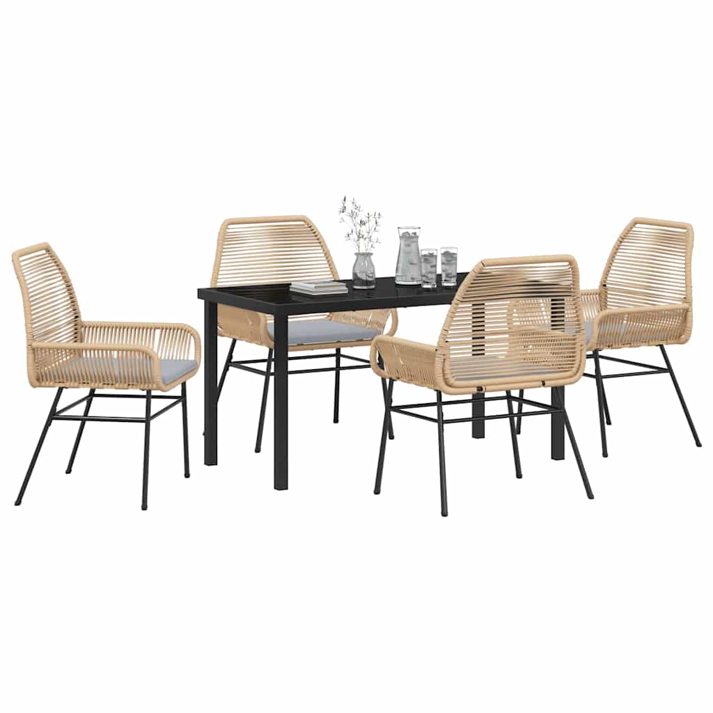 Garden Dining Set 5 pcs Brown Poly Rattan
