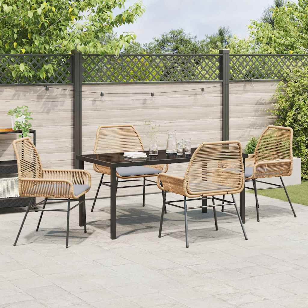 Garden Dining Set 5 pcs Brown Poly Rattan
