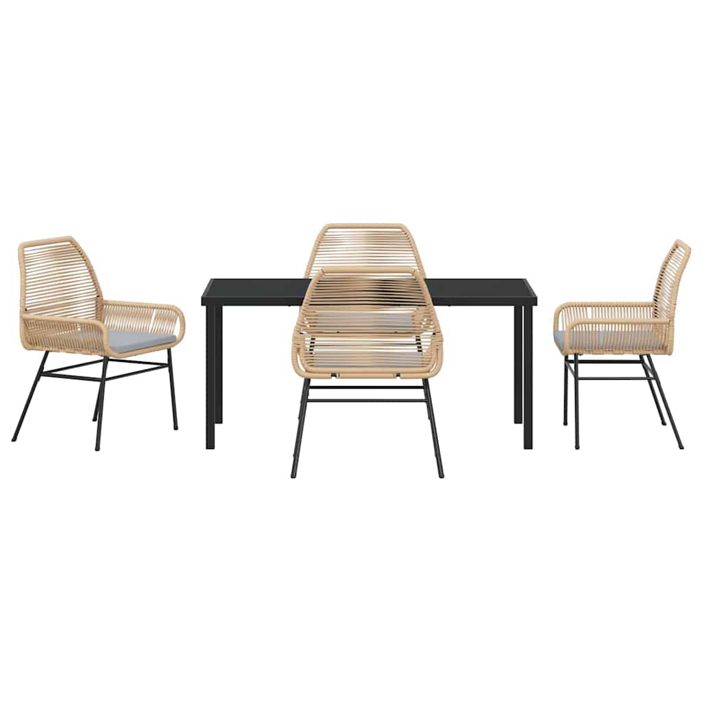 Garden Dining Set 5 pcs Brown Poly Rattan