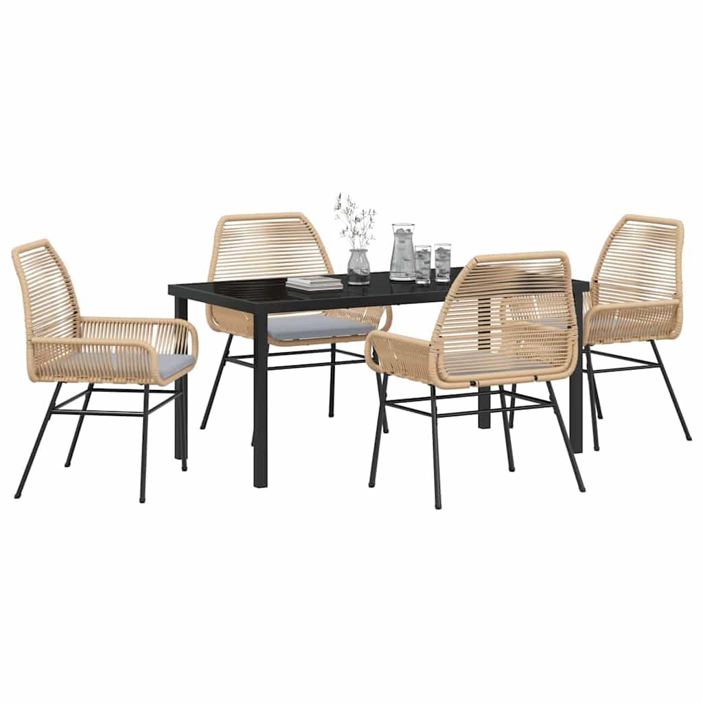 Garden Dining Set 5 pcs Brown Poly Rattan