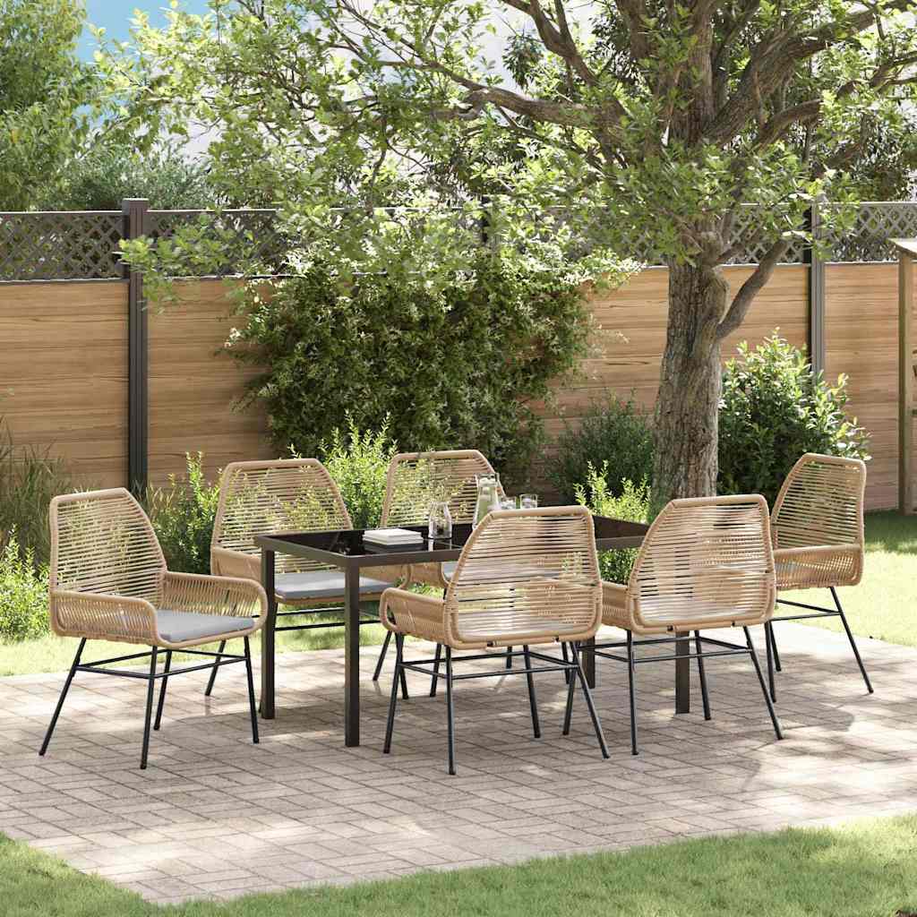 Garden Dining Set 7 pcs Brown Poly Rattan