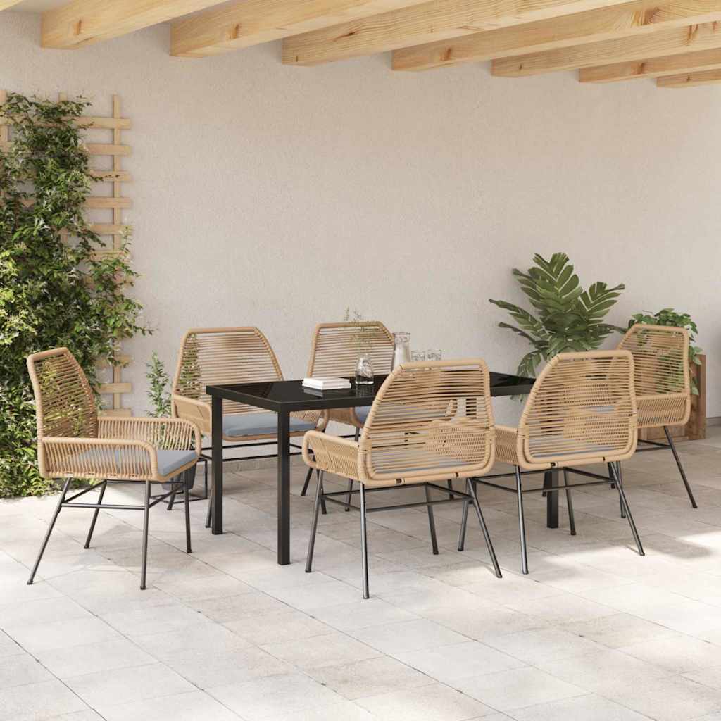 Garden Dining Set 7 pcs Brown Poly Rattan
