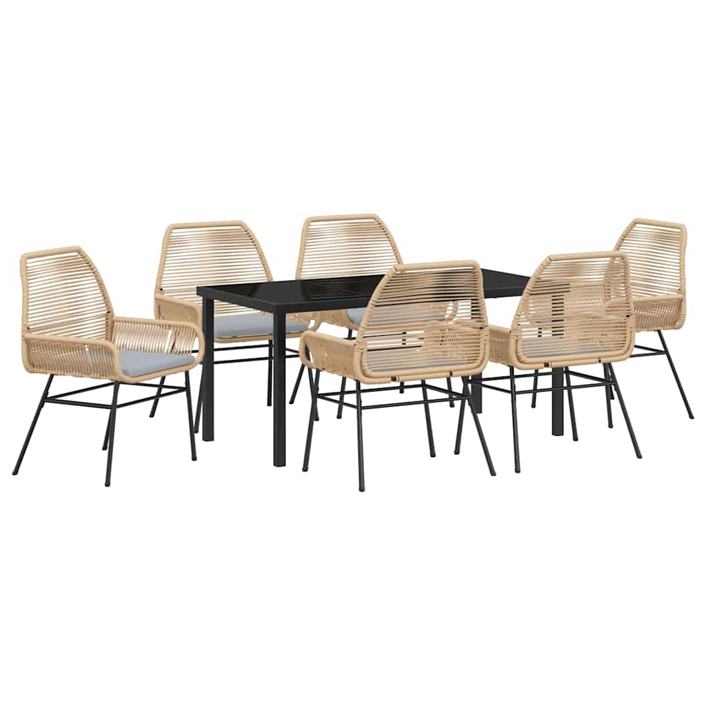 Garden Dining Set 7 pcs Brown Poly Rattan