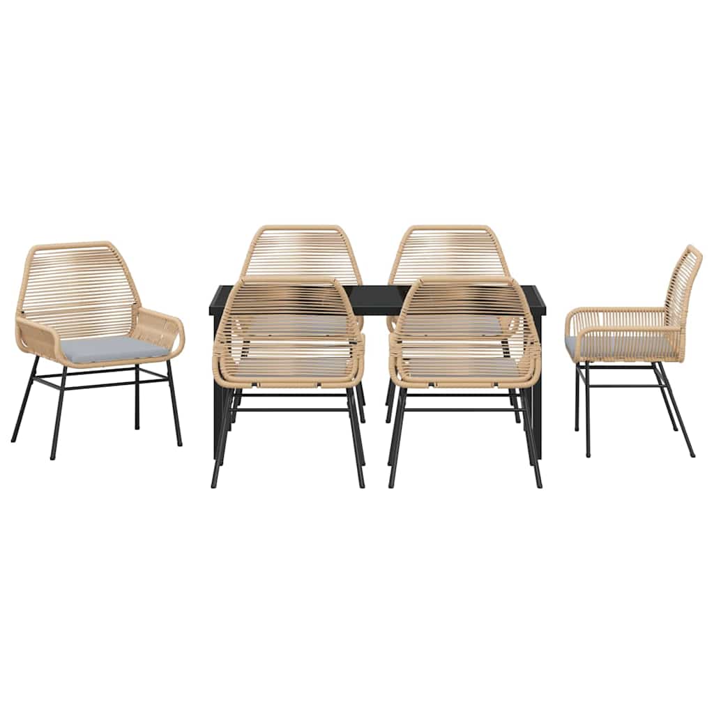 Garden Dining Set 7 pcs Brown Poly Rattan