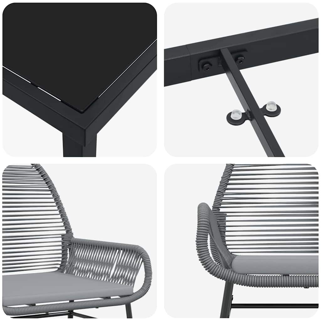 Garden Dining Set 3 pcs Grey Poly Rattan