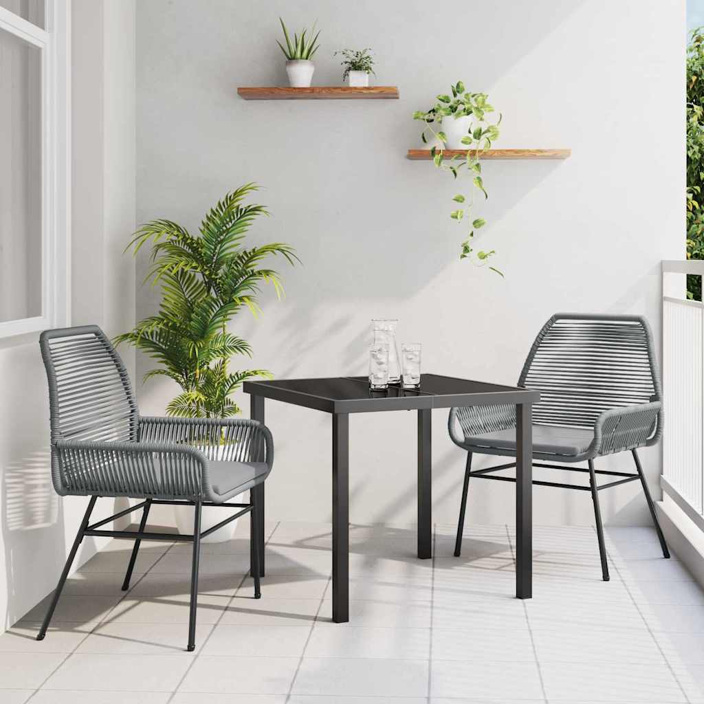 Garden Dining Set 3 pcs Grey Poly Rattan