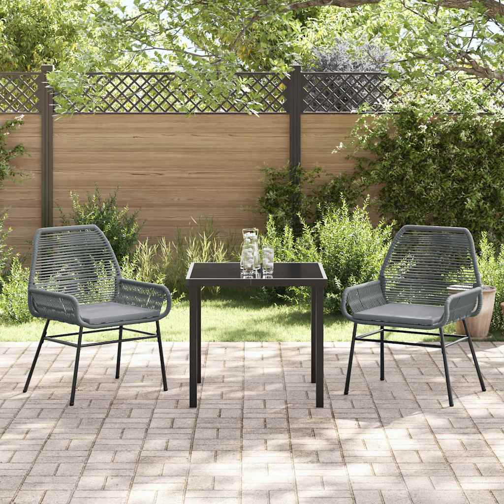 Garden Dining Set 3 pcs Grey Poly Rattan