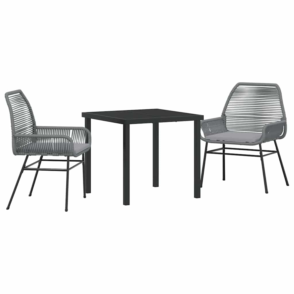 Garden Dining Set 3 pcs Grey Poly Rattan