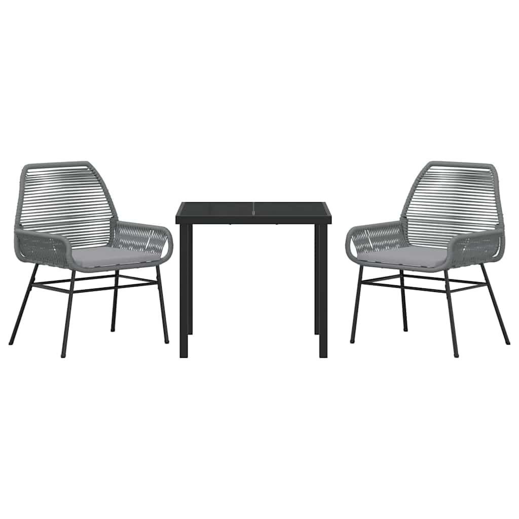 Garden Dining Set 3 pcs Grey Poly Rattan