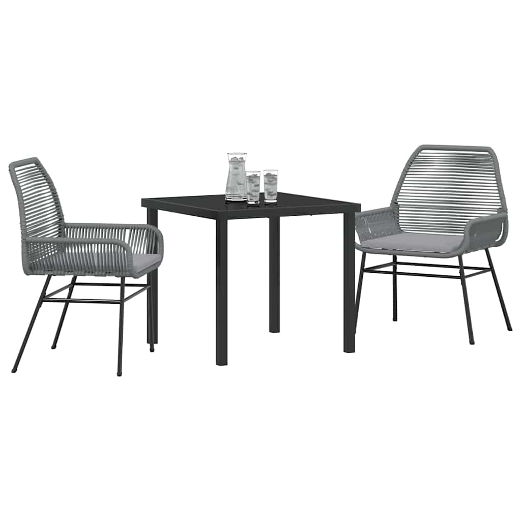 Garden Dining Set 3 pcs Grey Poly Rattan