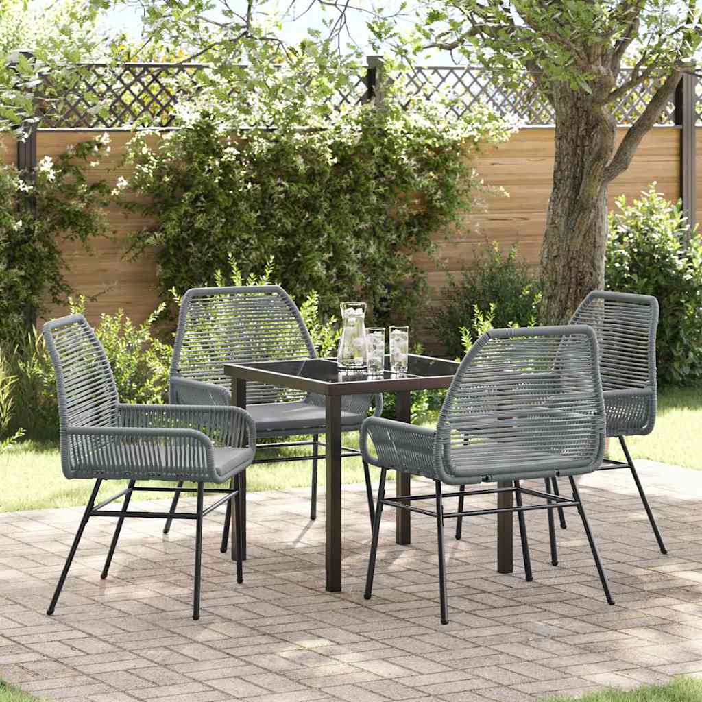 Garden Dining Set 5 pcs Grey Poly Rattan