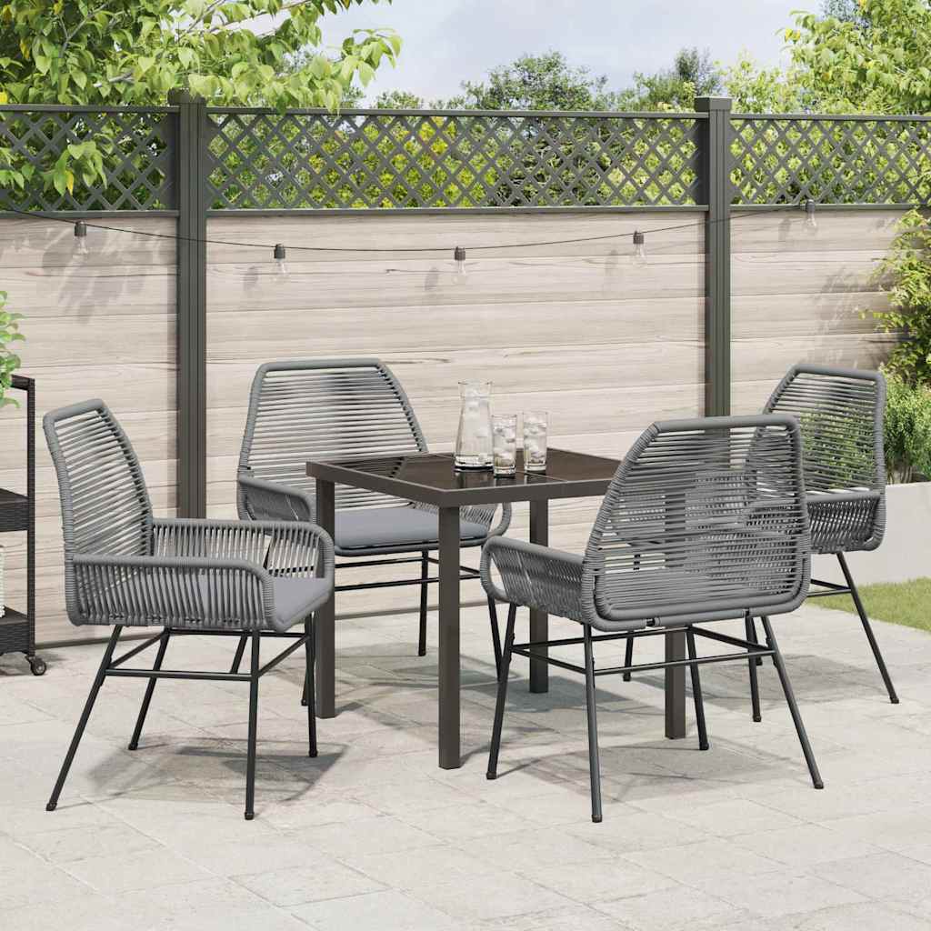 Garden Dining Set 5 pcs Grey Poly Rattan