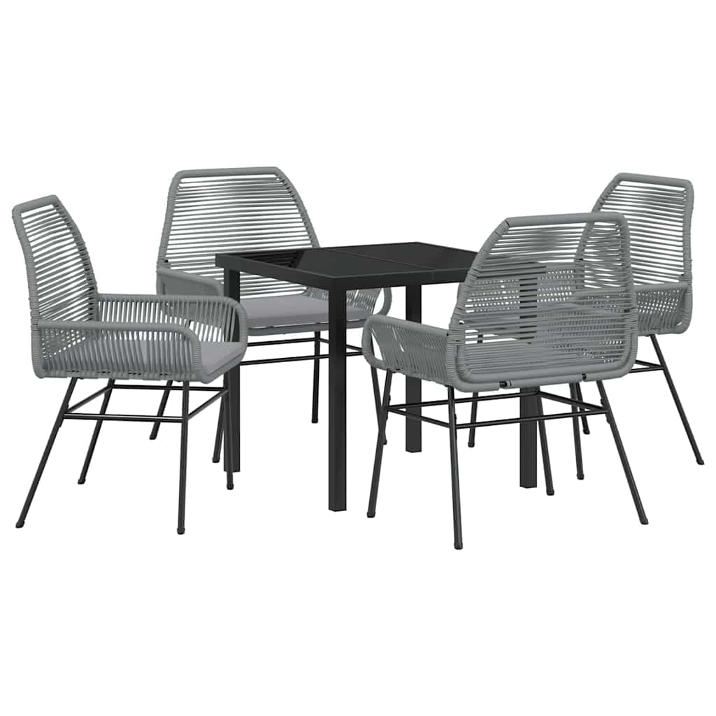 Garden Dining Set 5 pcs Grey Poly Rattan