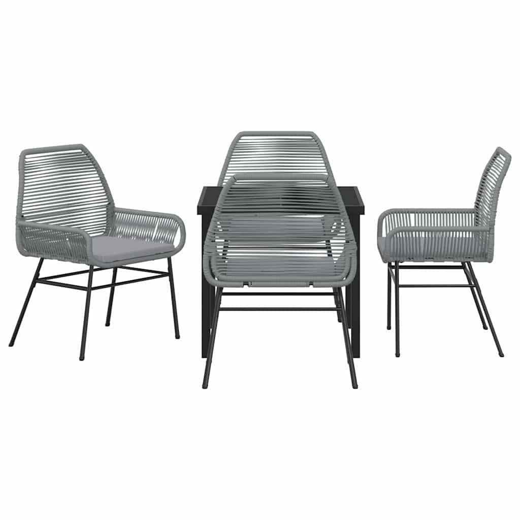 Garden Dining Set 5 pcs Grey Poly Rattan