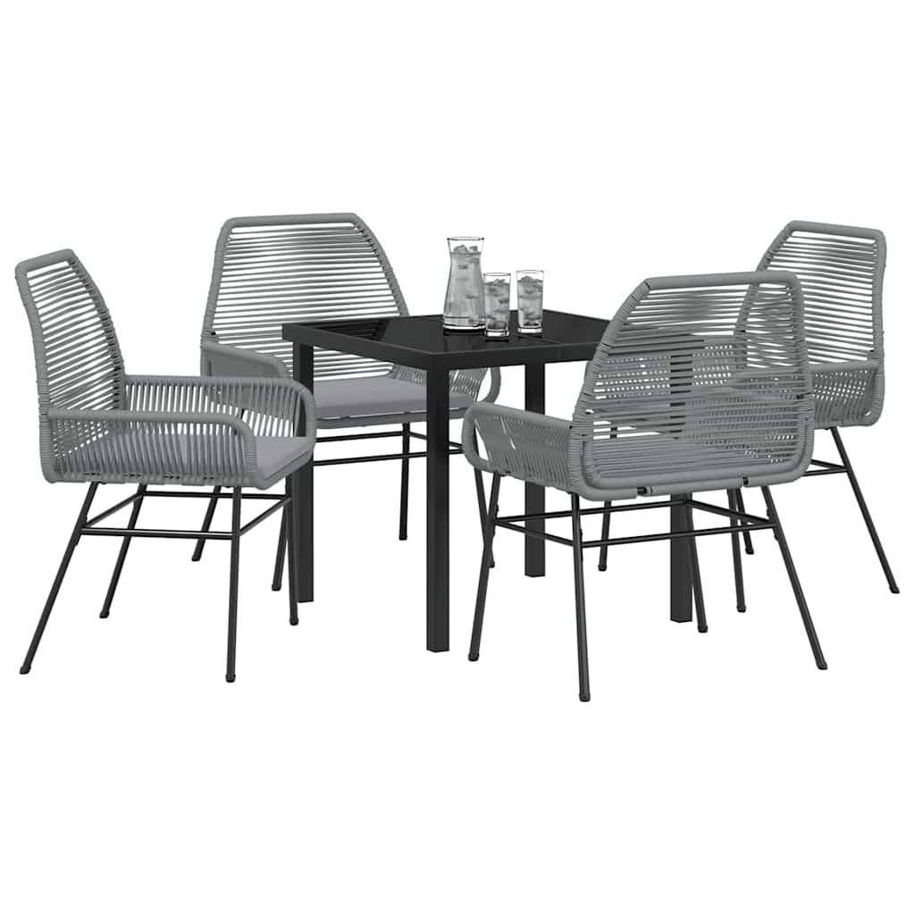 Garden Dining Set 5 pcs Grey Poly Rattan