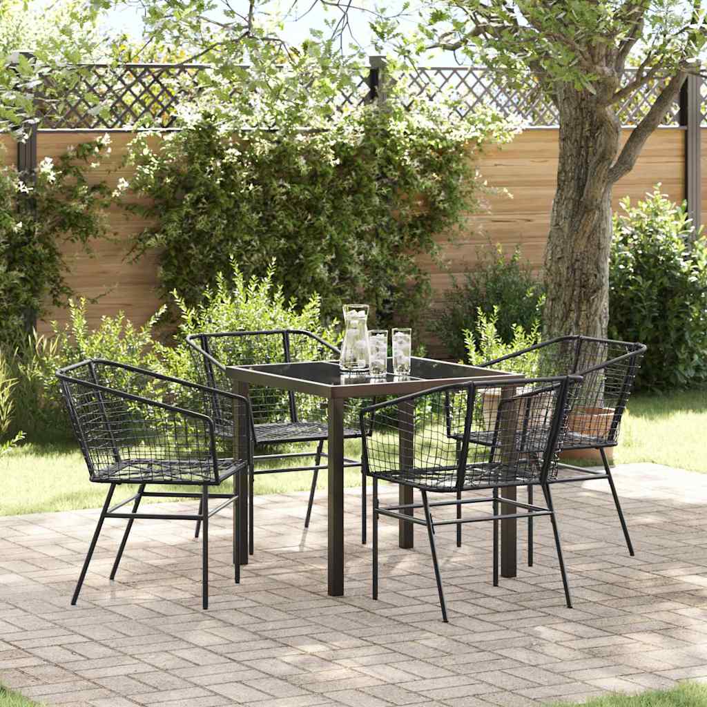 Garden Dining Set 5 pcs Black Poly Rattan