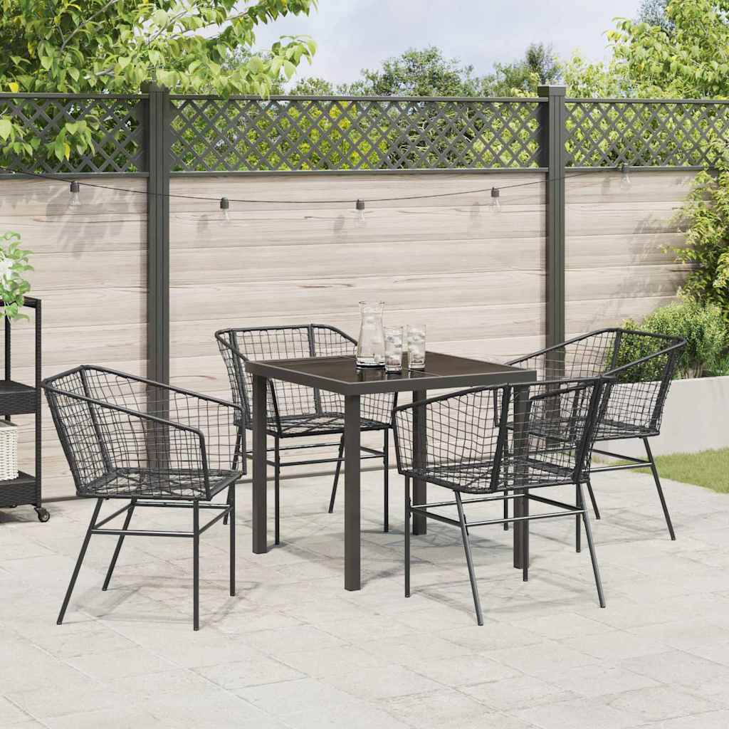 Garden Dining Set 5 pcs Black Poly Rattan