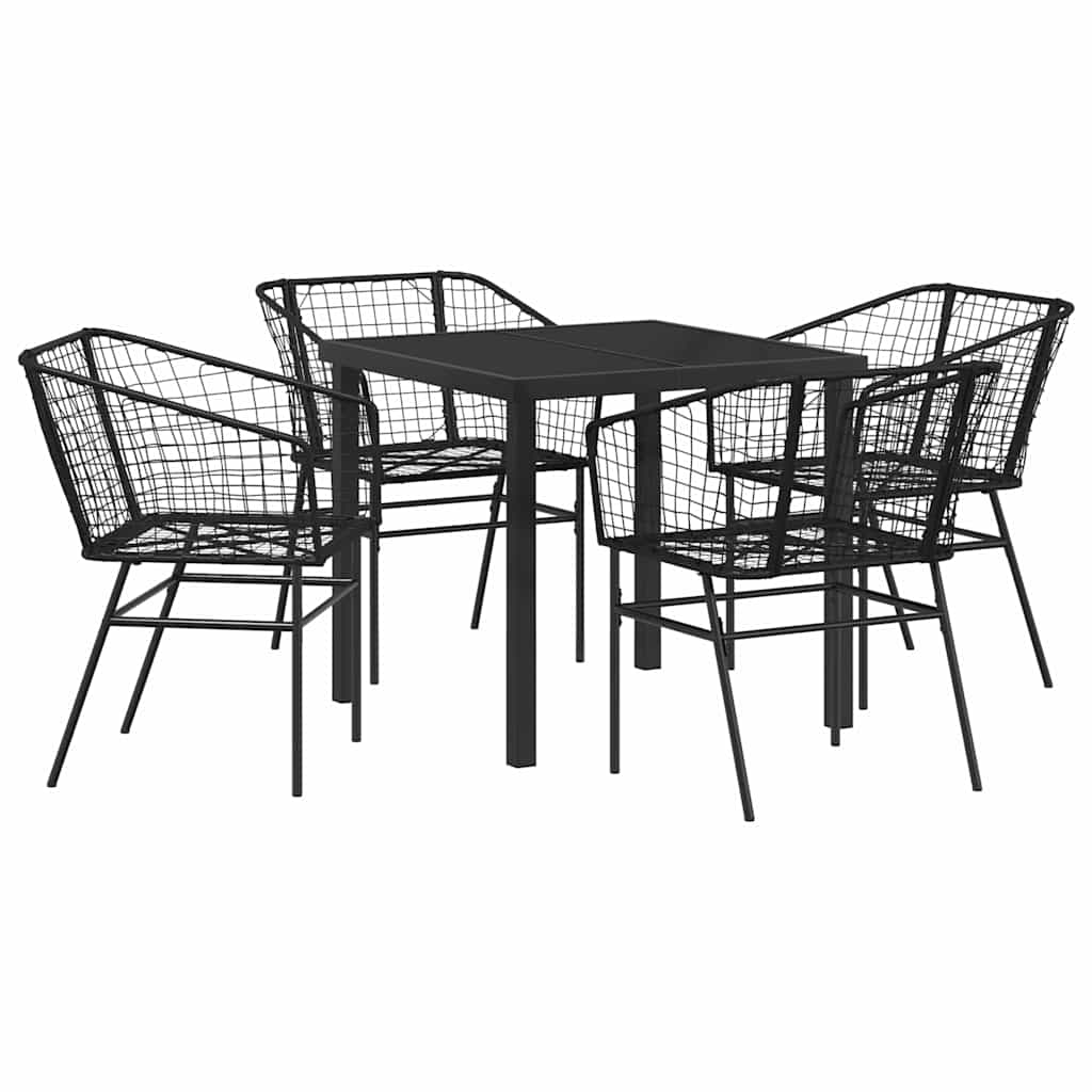 Garden Dining Set 5 pcs Black Poly Rattan