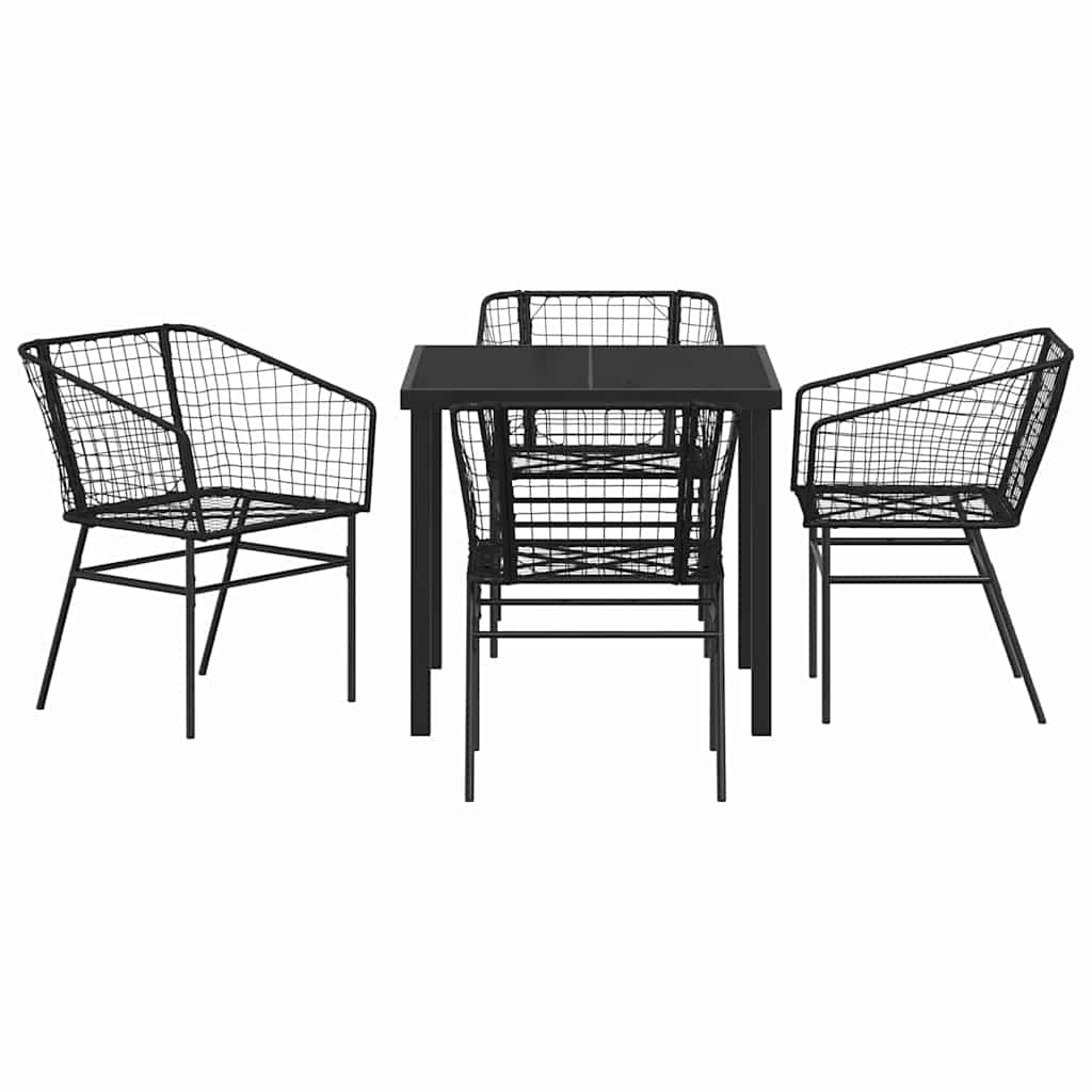 Garden Dining Set 5 pcs Black Poly Rattan