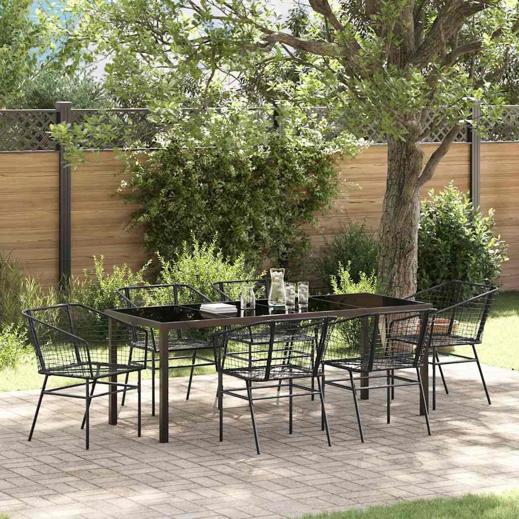 Garden Dining Set 7 pcs Black Poly Rattan