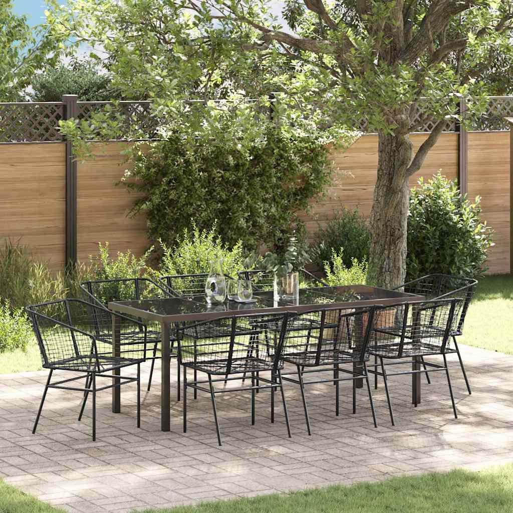 Garden Dining Set 9 pcs Black Poly Rattan