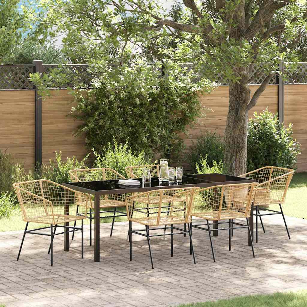 Garden Dining Set 7 pcs Brown Poly Rattan