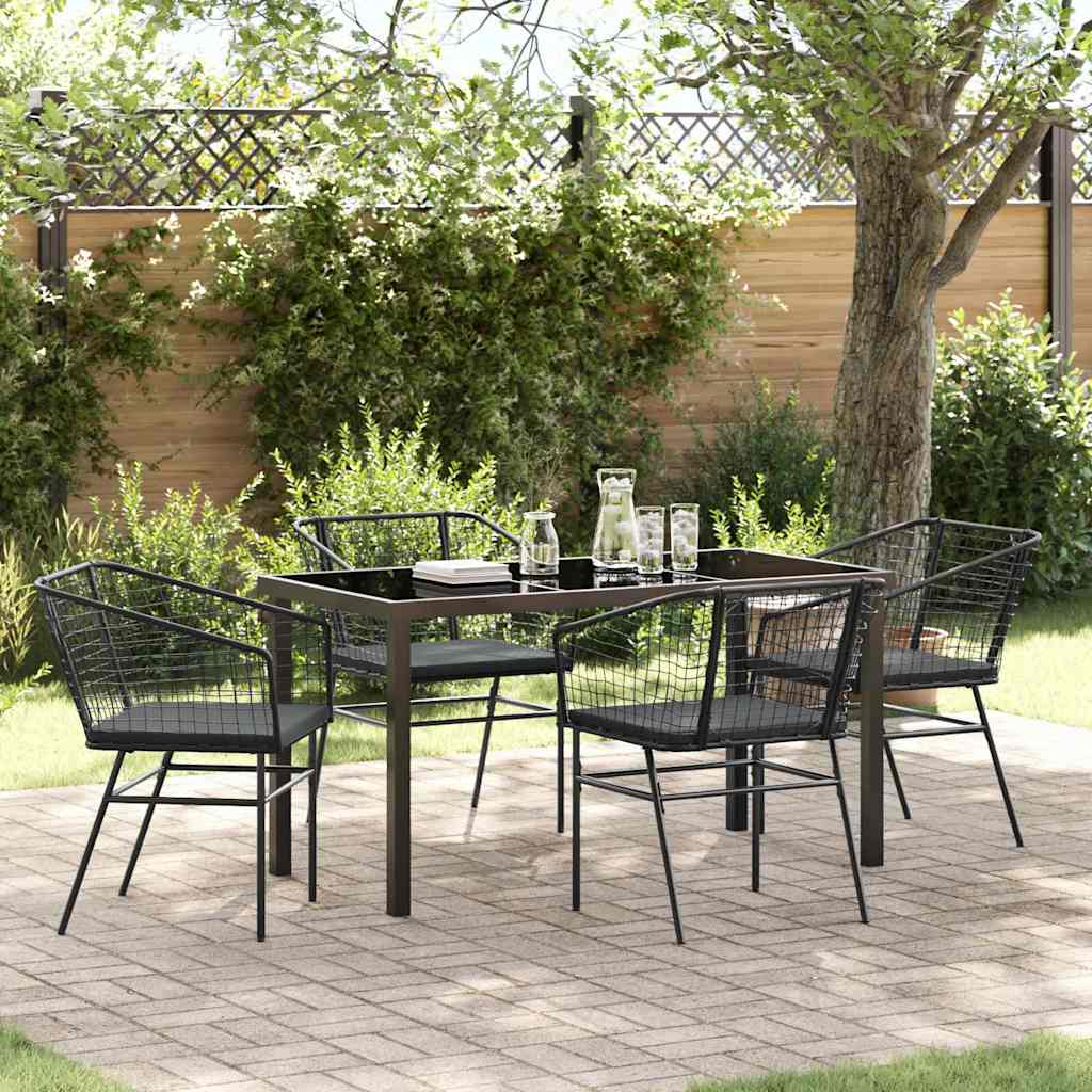 Garden Dining Set 5 pcs Black Poly Rattan