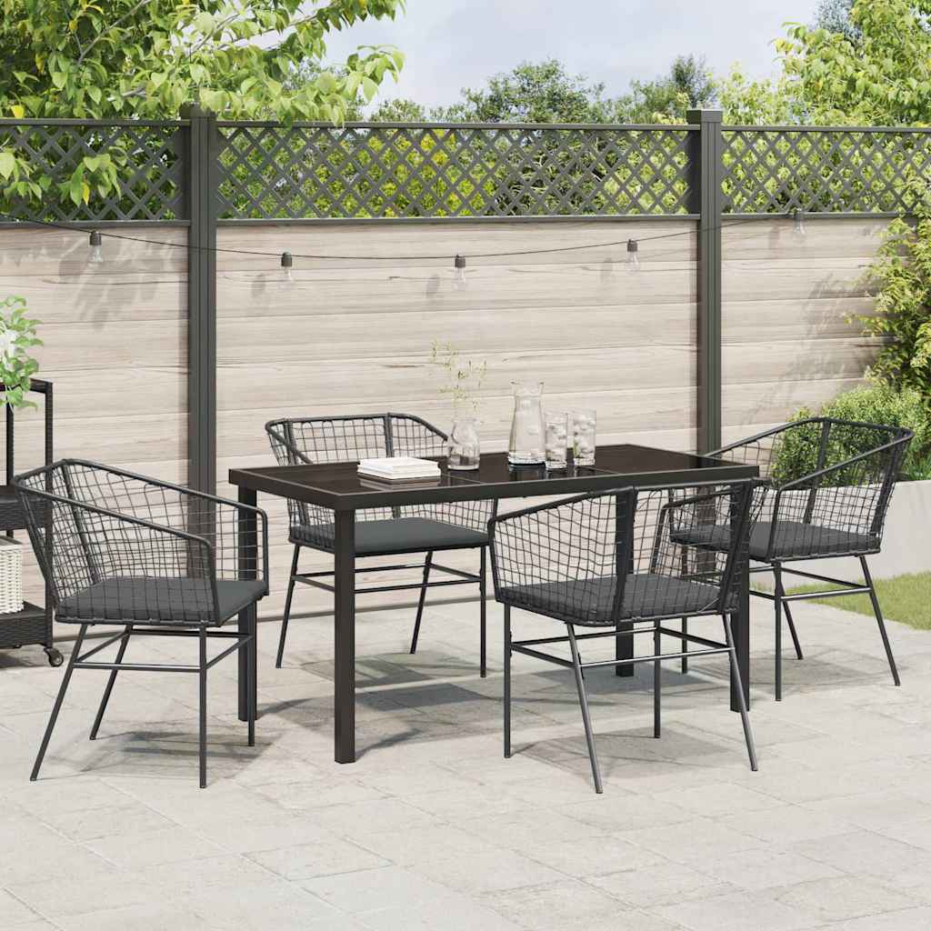 Garden Dining Set 5 pcs Black Poly Rattan