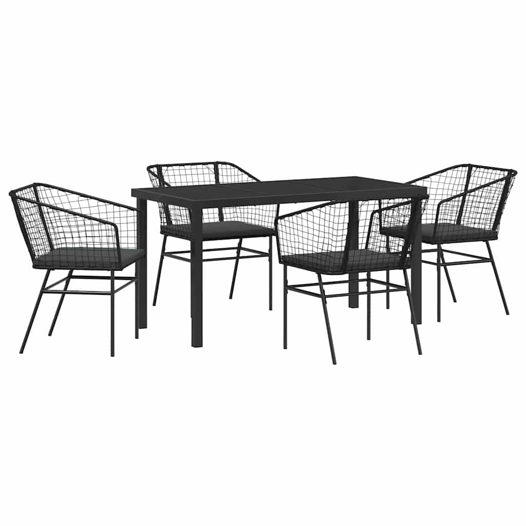 Garden Dining Set 5 pcs Black Poly Rattan