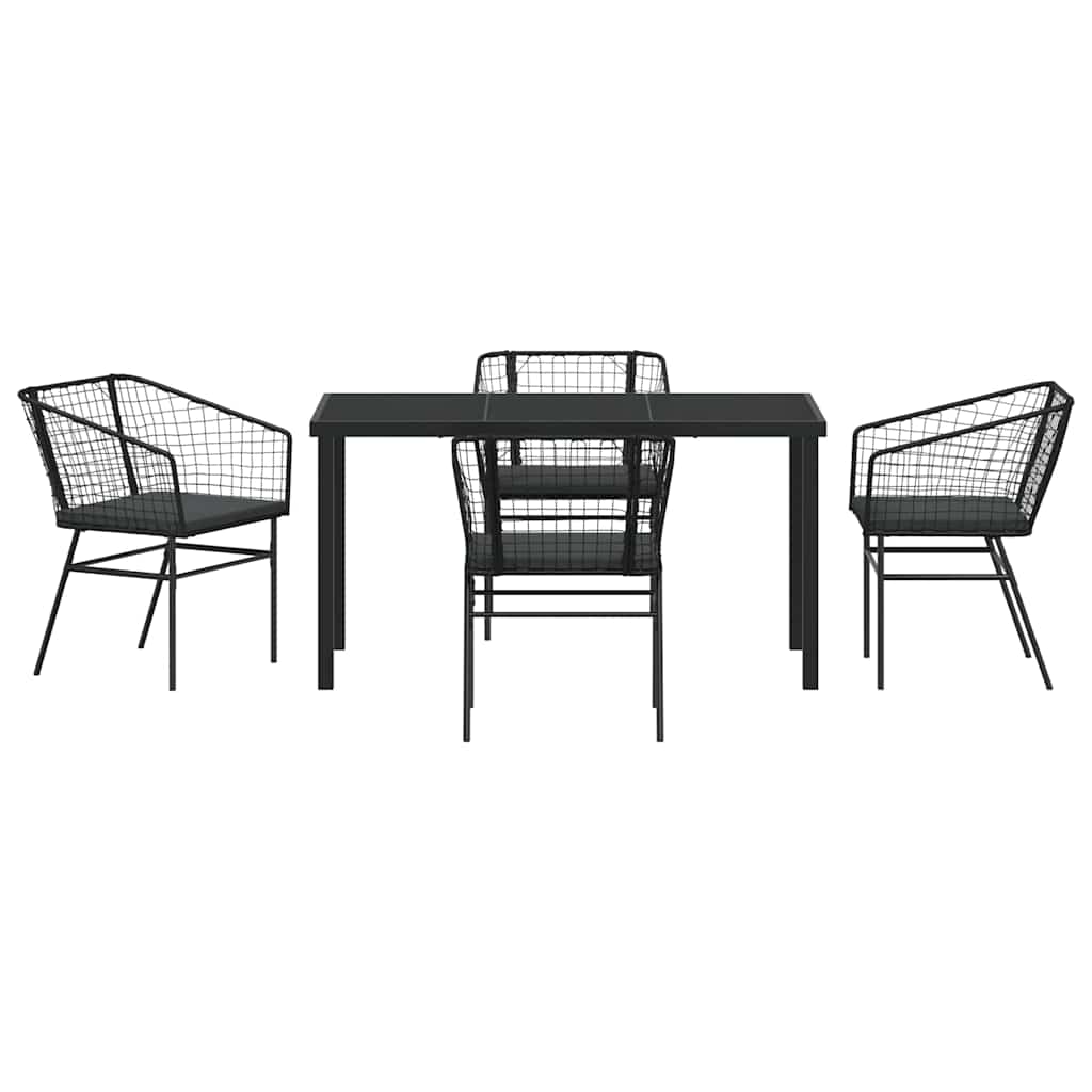 Garden Dining Set 5 pcs Black Poly Rattan