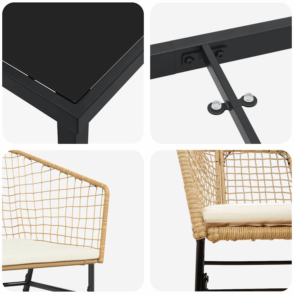 Garden Dining Set 5 pcs Brown Poly Rattan